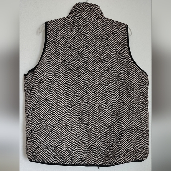 Vintage Fresh Vest Women's Black Beige Chevron Full Zip Pockets Sz 1X - Picture 6 of 11